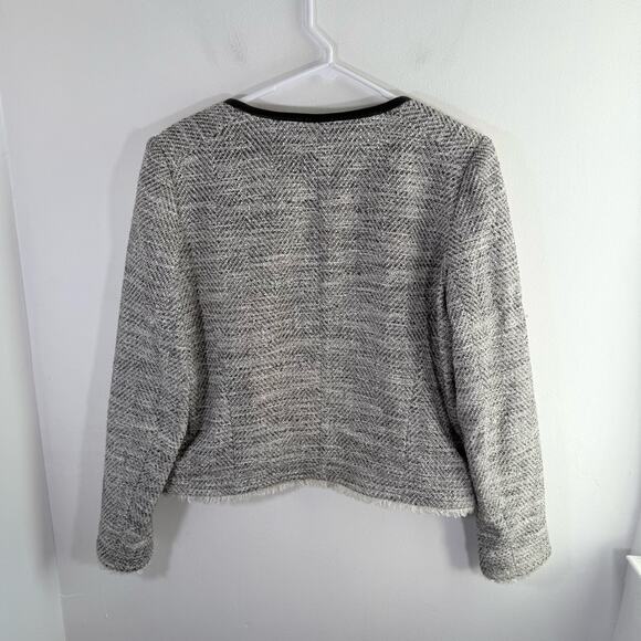 Comptoir Des Cotonniers Reine Black White Tweed Faux Leather Blazer Jacket 44 XL - Picture 13 of 13